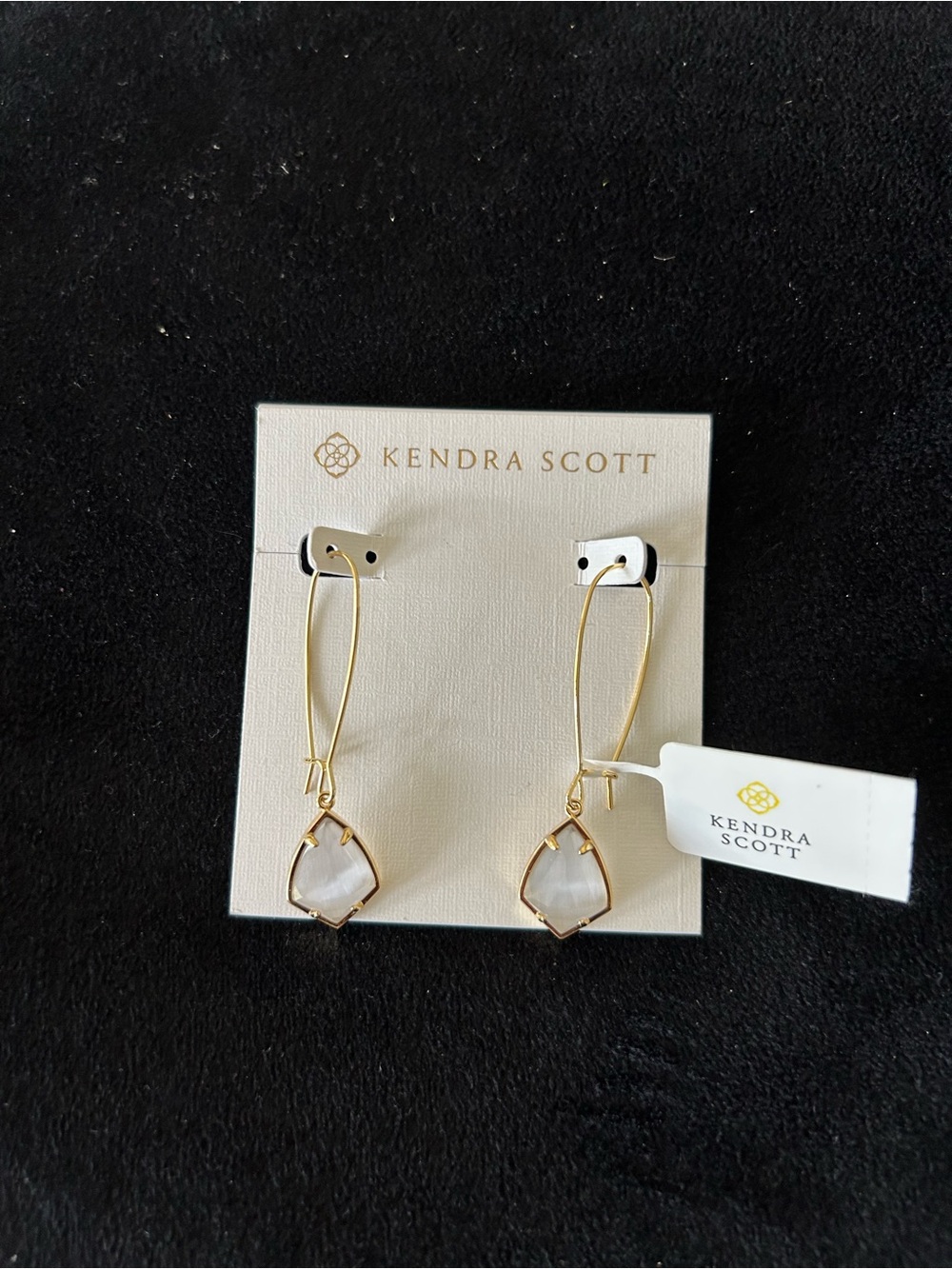 Kendra Scott Gold Drop Earrings with White Stone Accents